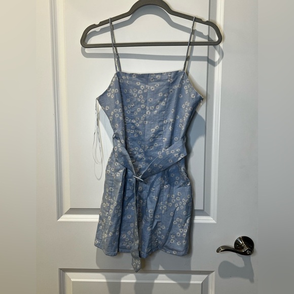 Zara Blue Floral Mini Dress Size Medium - Picture 2 of 11